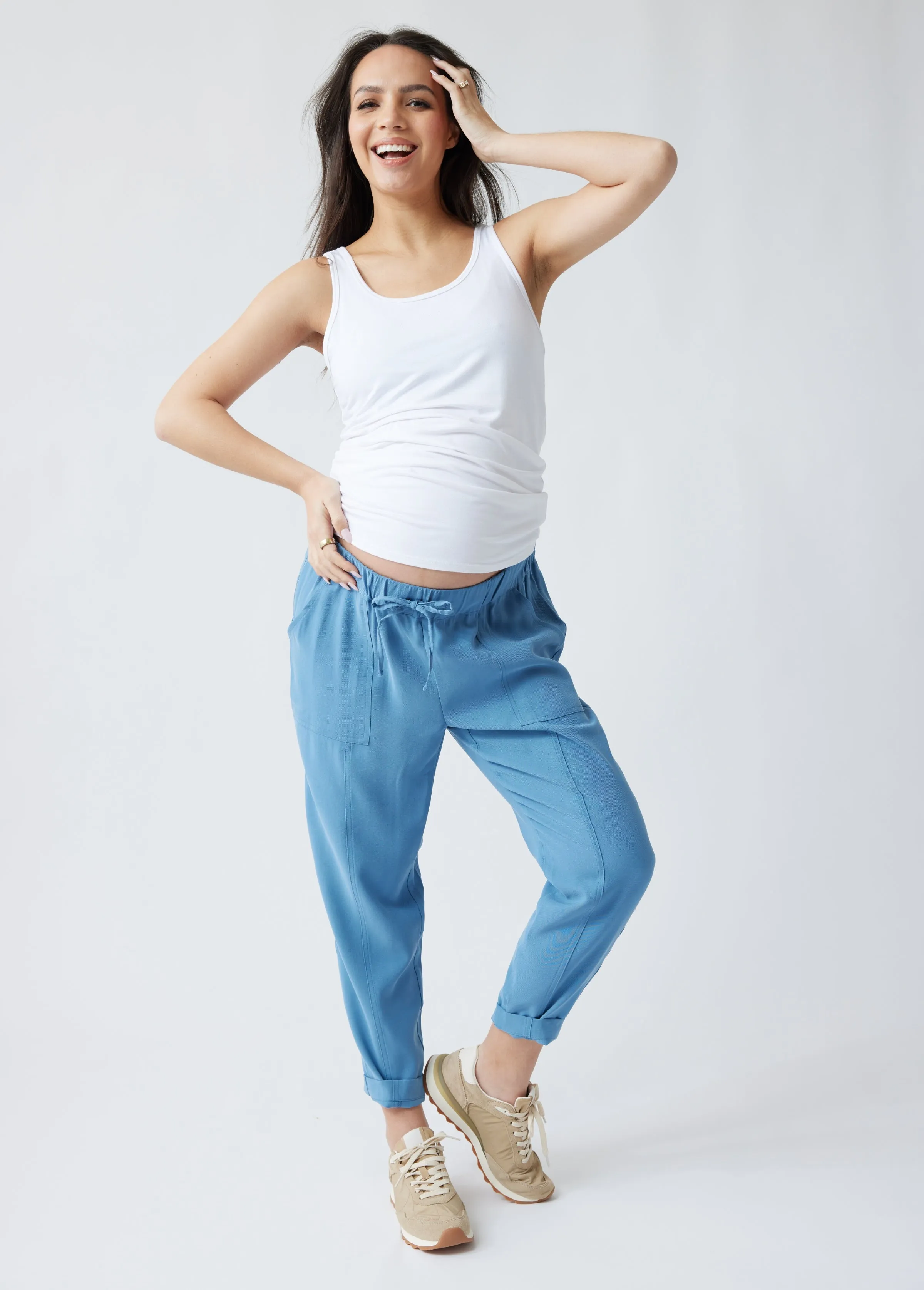 Twill Maternity Pants with Pockets