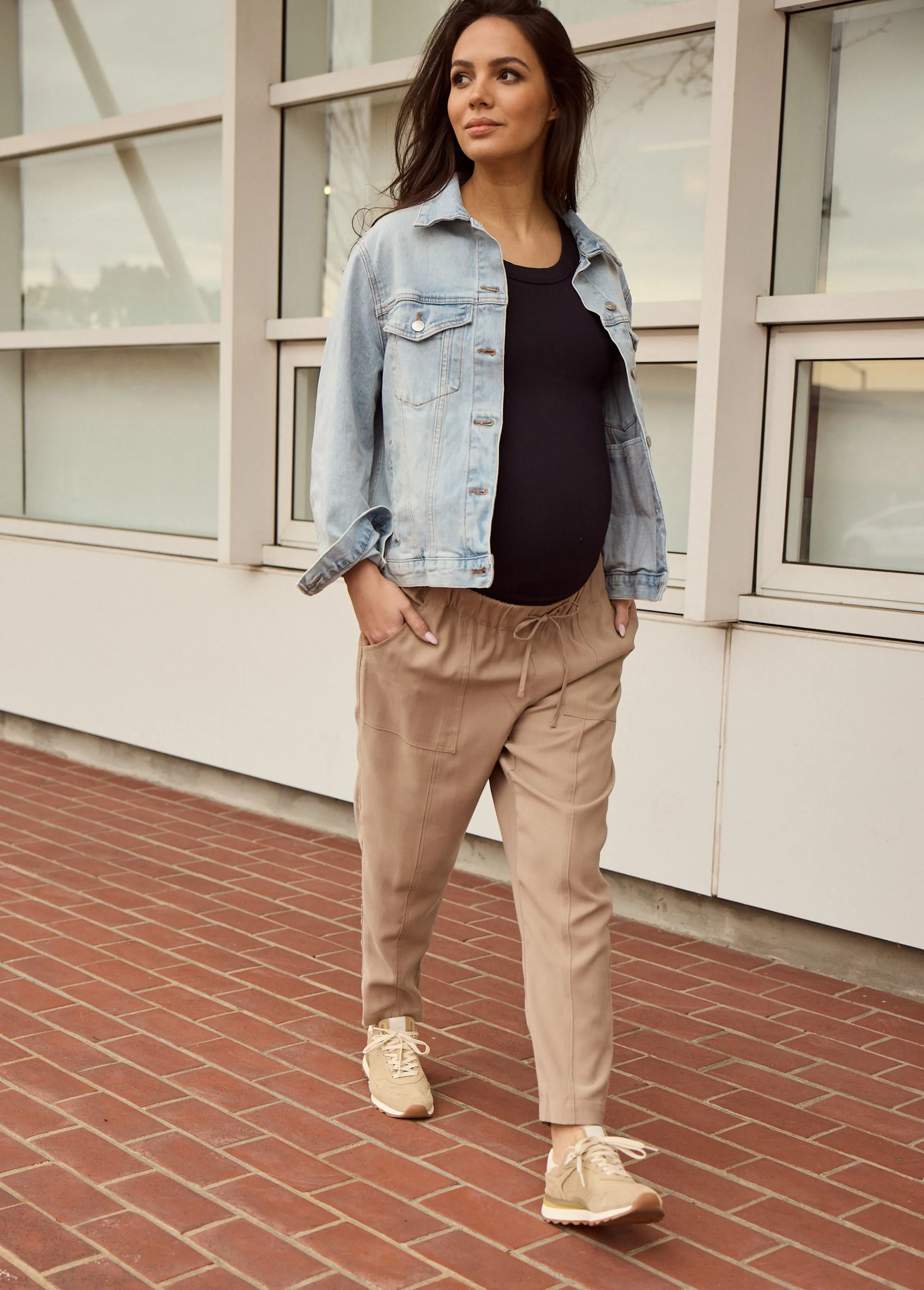 Twill Maternity Pants with Pockets