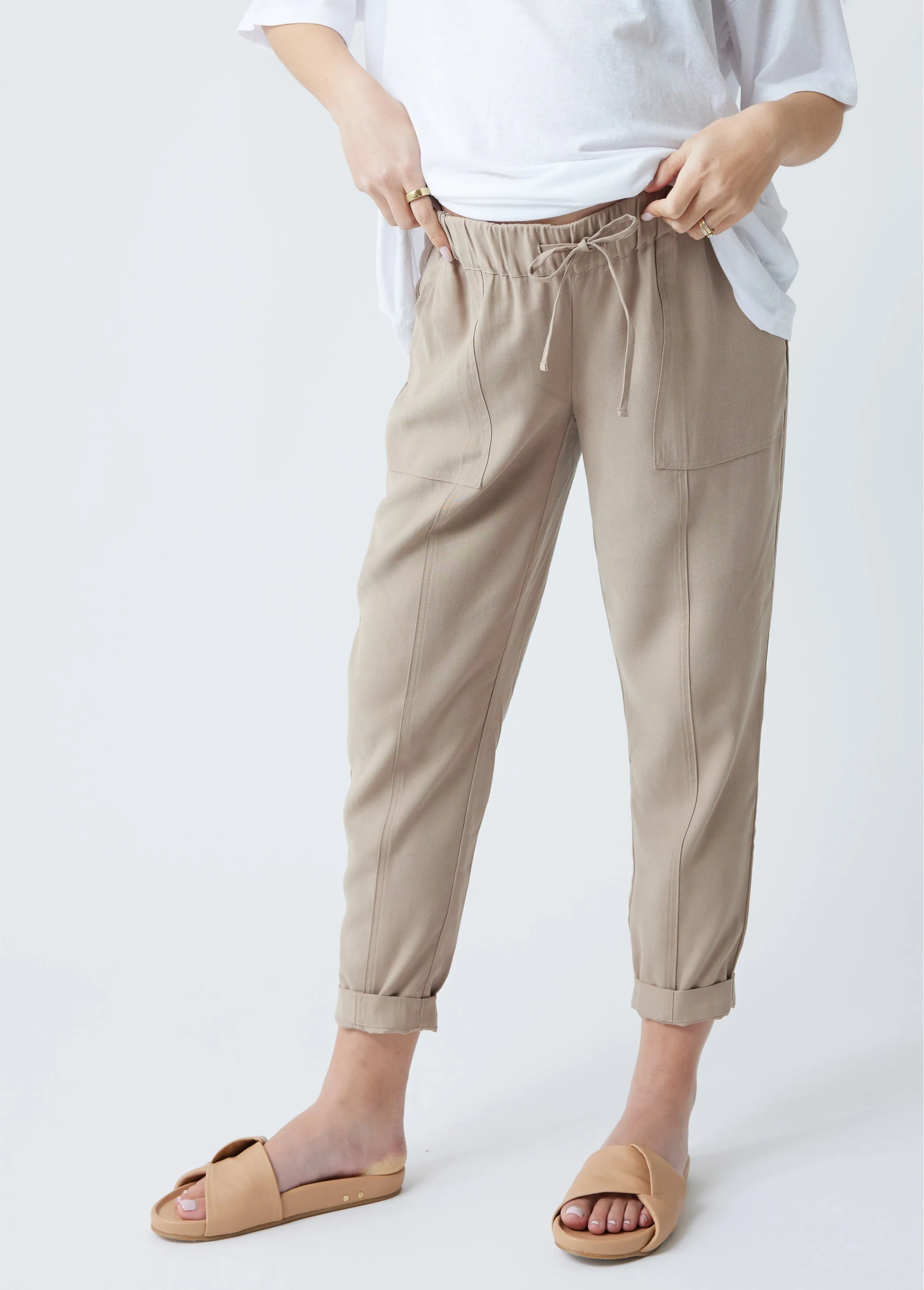 Twill Maternity Pants with Pockets