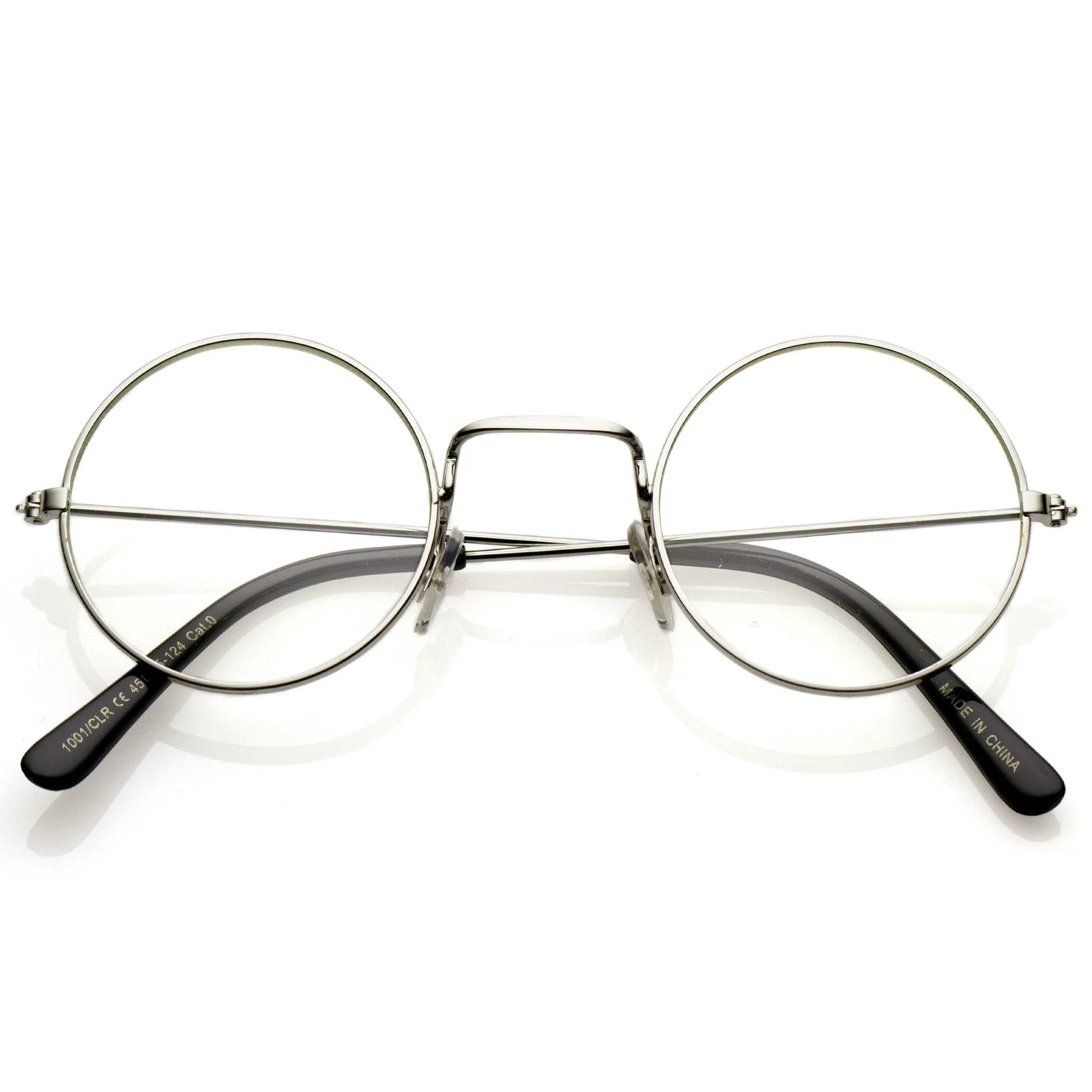 Vintage Inspired Round Metal Frame Clear Lens Glasses
