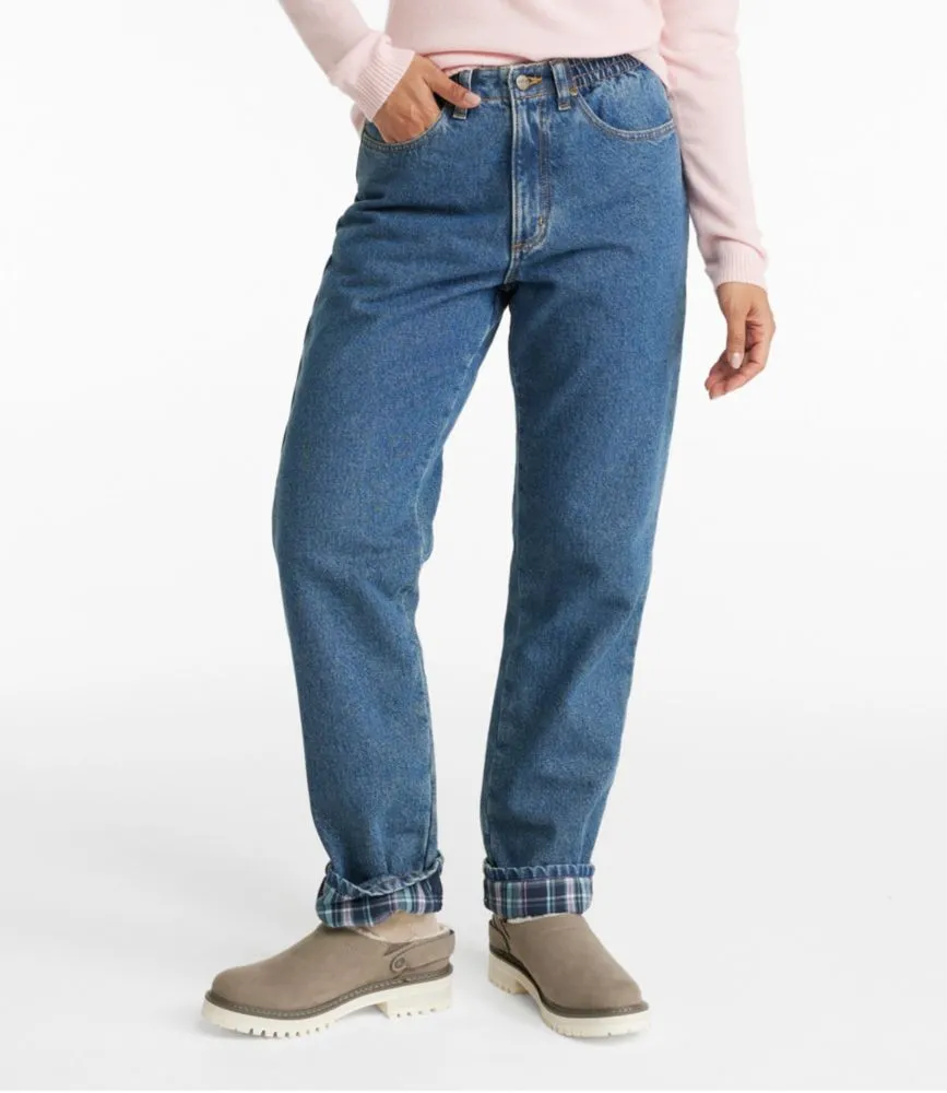 Women's Double L® Jeans, Ultra High-Rise Comfort Waist Tapered Leg Flannel-Lined