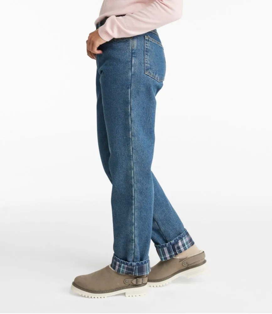 Women's Double L® Jeans, Ultra High-Rise Comfort Waist Tapered Leg Flannel-Lined